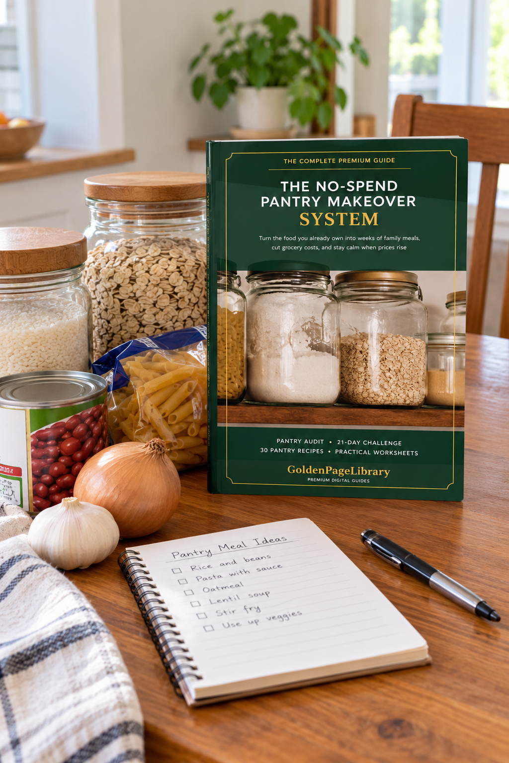 The No-Spend Pantry Makeover System | 21-Day Challenge & 30 Recipes