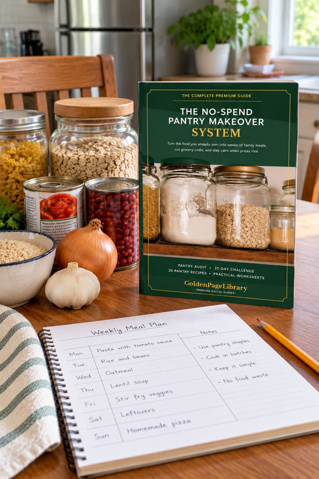 The No-Spend Pantry Makeover System | 21-Day Challenge & 30 Recipes