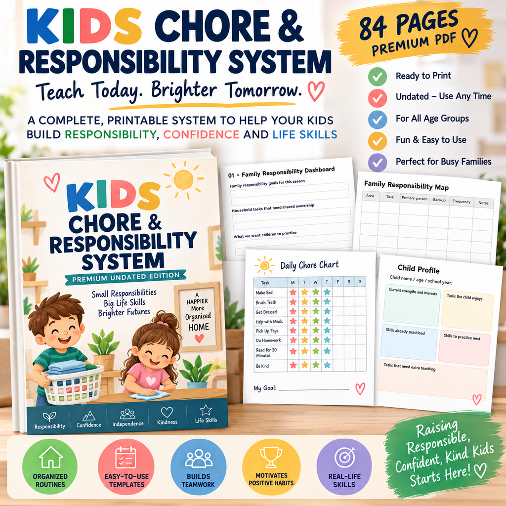 Preview page from the Kids Chore & Responsibility System printable