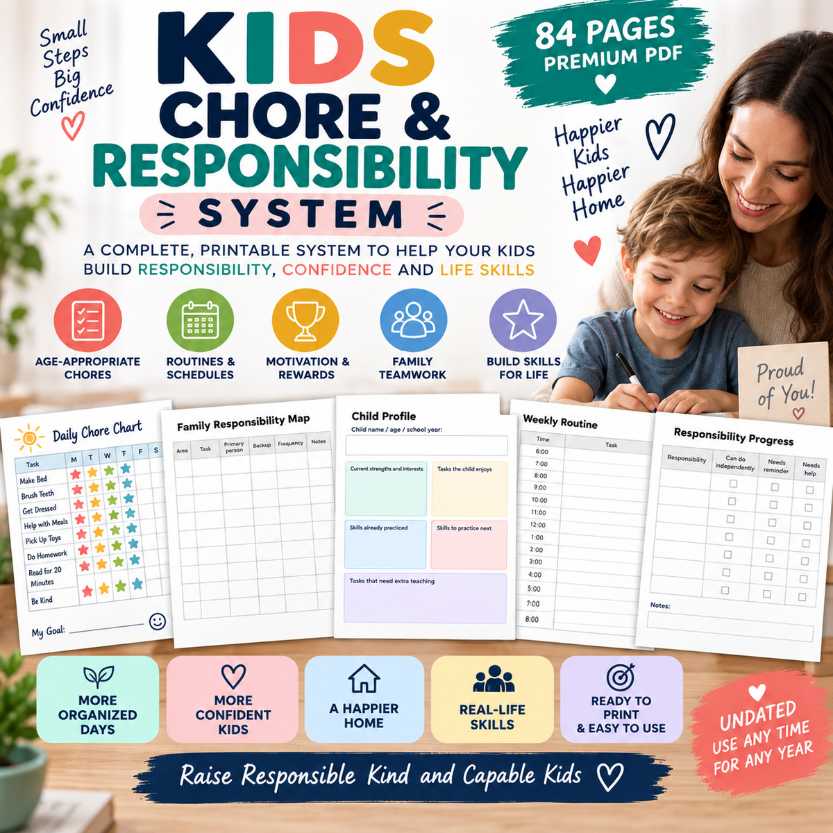 Preview page from the Kids Chore & Responsibility System printable