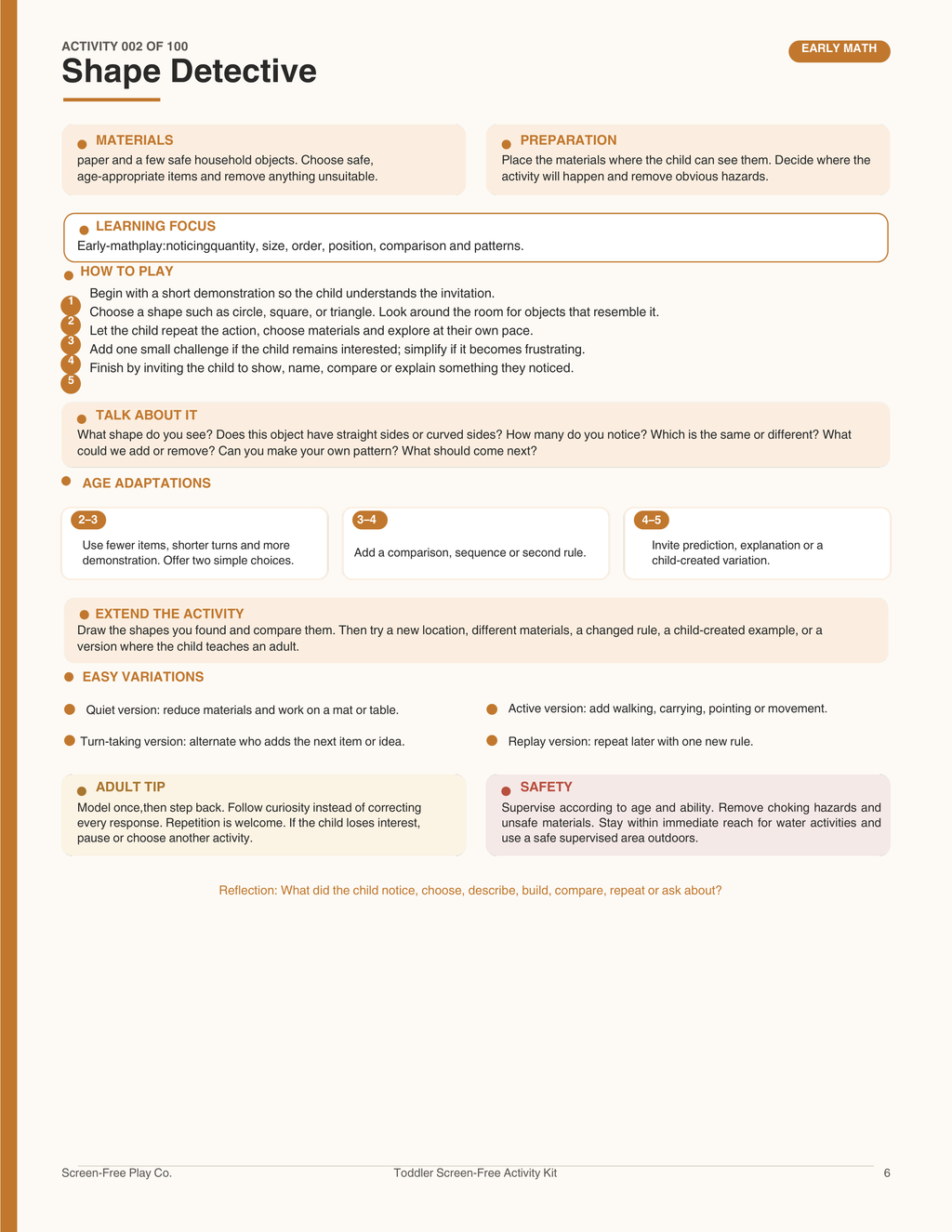 Sample activity page from the Toddler Screen-Free Activity Kit printable